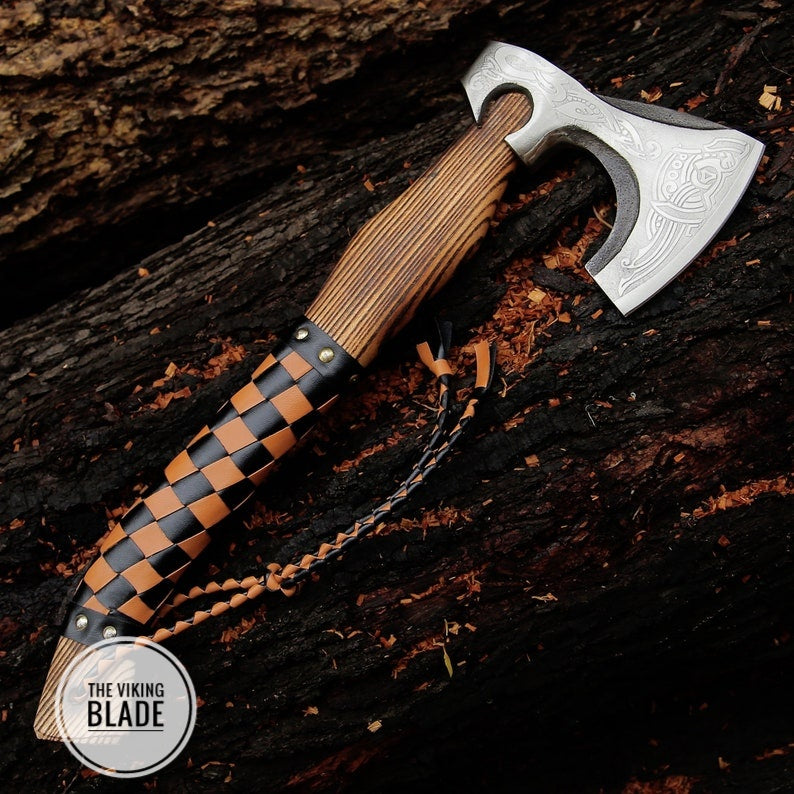 Custom Hand Forged Corbon Steel Viking Axe With Leather Sheath |The Viking Blade|