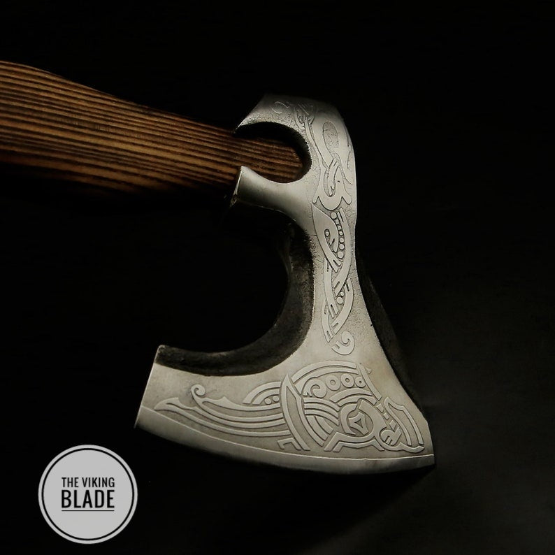Custom Hand Forged Corbon Steel Viking Axe With Leather Sheath |The Viking Blade|