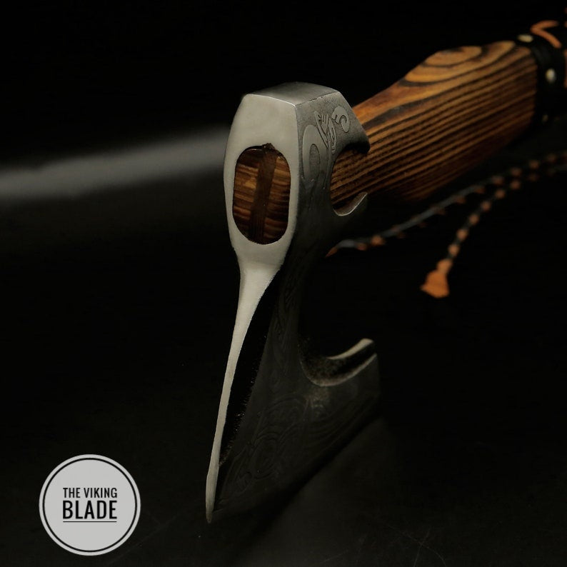 Custom Hand Forged Corbon Steel Viking Axe With Leather Sheath |The Viking Blade|