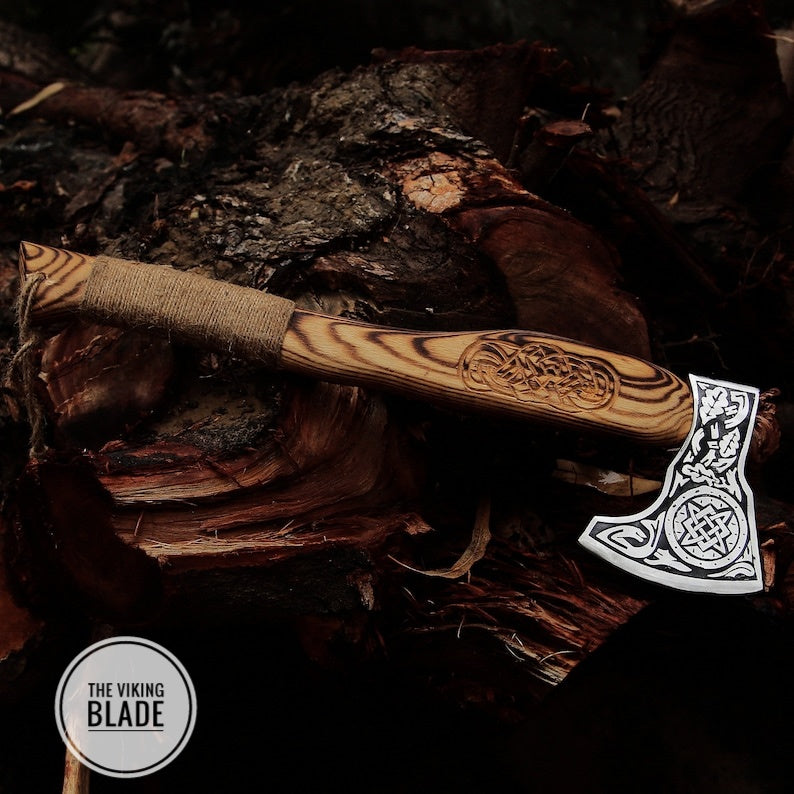 Custom Handmade Carbon Steel Viking Axe With Leather Sheath |The Viking Blade|