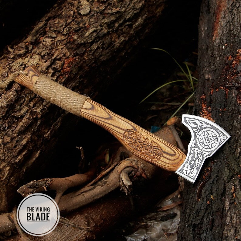 Custom Handmade Carbon Steel Viking Axe With Leather Sheath |The Viking Blade|