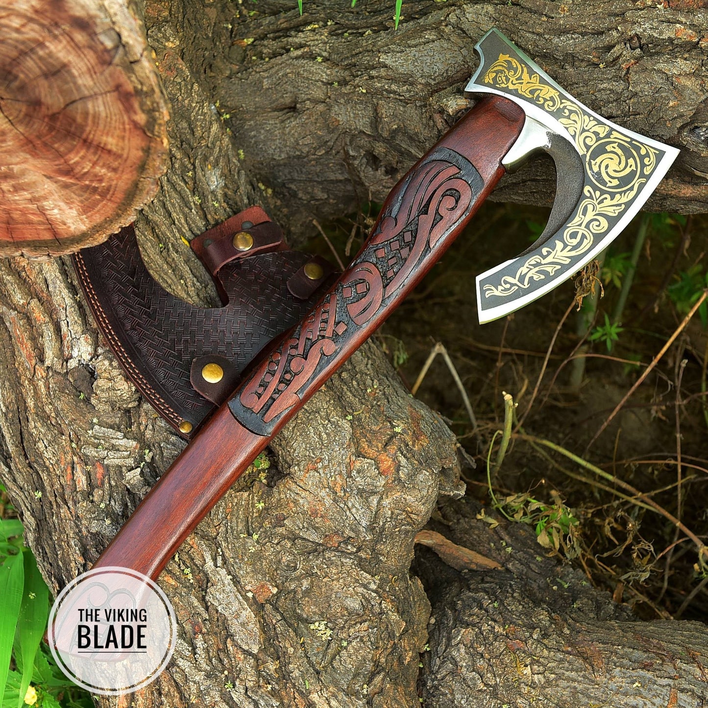 Custom Handmade Carbon Steel Viking Axe With Leather Sheath |The Viking Blade|