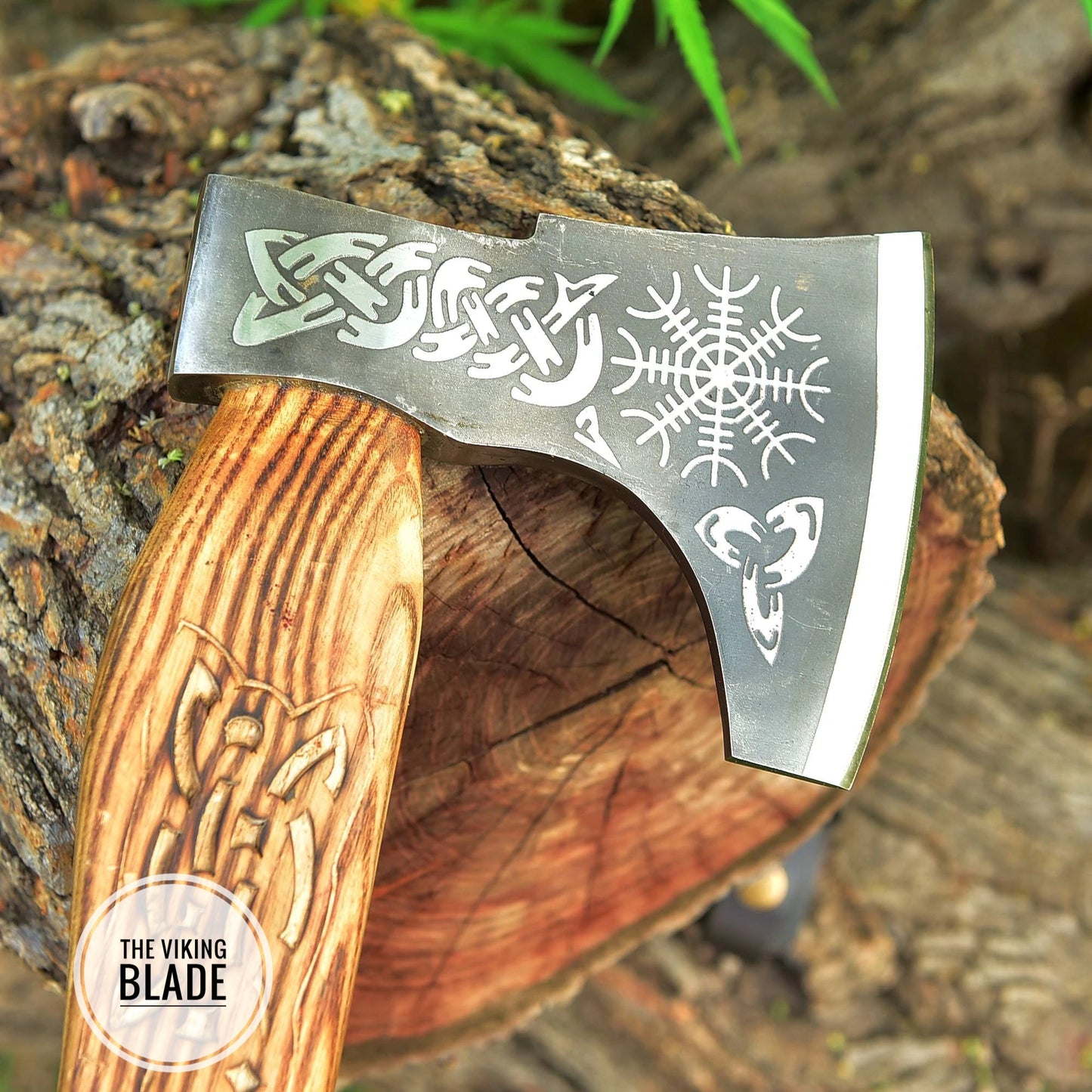 Custom Hand Forged Carbon Steel Viking Axe With Leather Sheath |The Viking Blade|