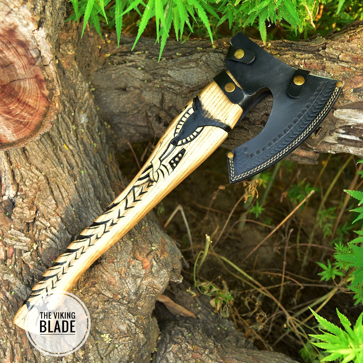 Custom Handmade Carbon Steel Viking Axe With Leather Sheath |The Viking Blade|