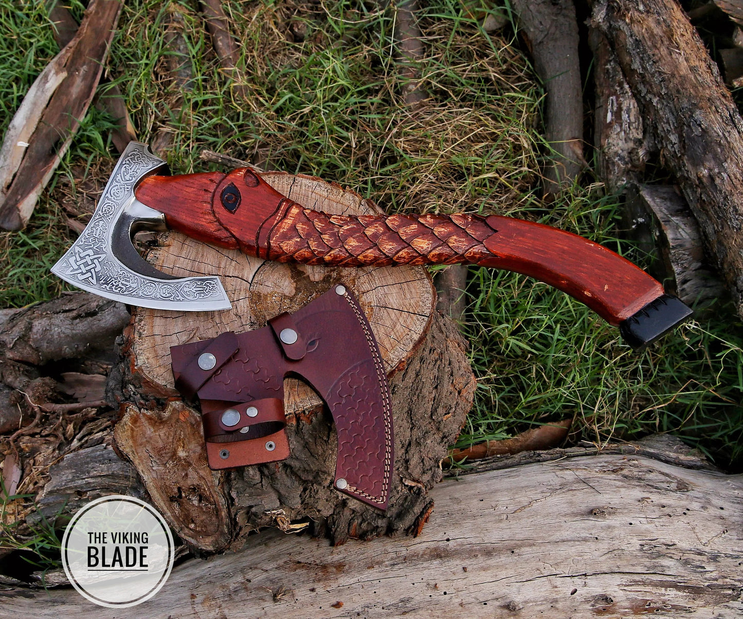 Custom Handmade Carbon Steel Viking Axe With Leather Sheath |The Viking Blade|