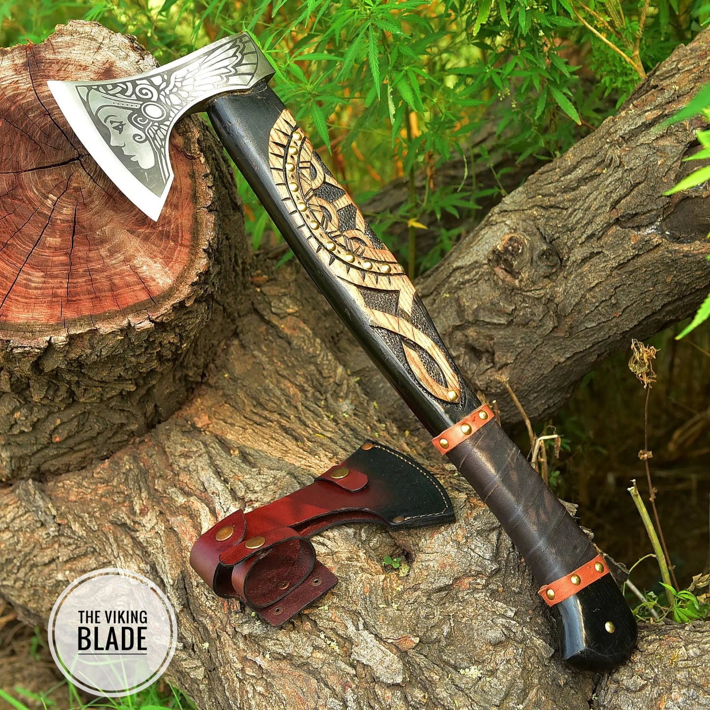 Custom Handmade Carbon Steel Viking Axe With Leather Sheath |The Viking Blade|