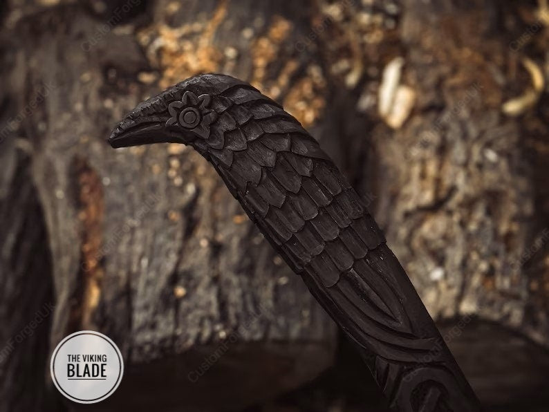 Custom Handmade Exotic Raven Axe, Handmade Carbon Steel Viking Axe With Sheath |The Viking Blade|