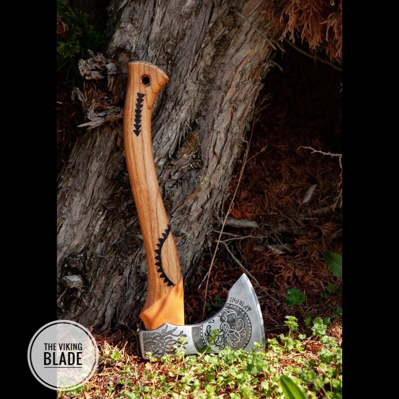 Custom Handmade Tree Of Life Viking Axe With Leather Sheath |The Viking Blade|