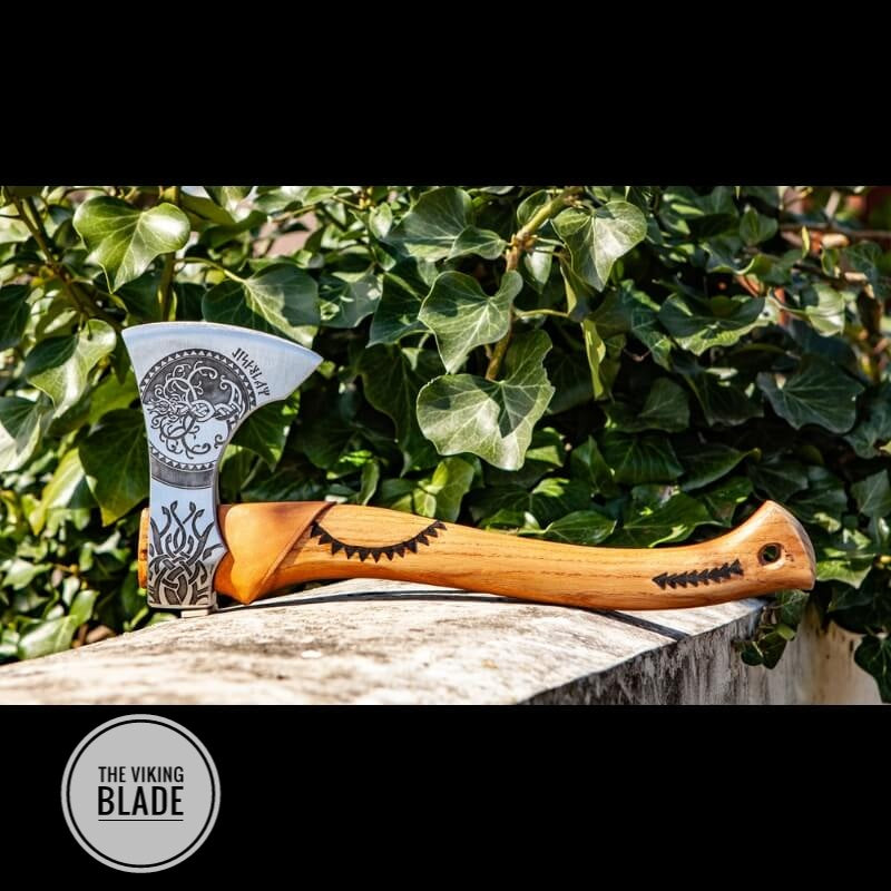 Custom Handmade Tree Of Life Viking Axe With Leather Sheath |The Viking Blade|