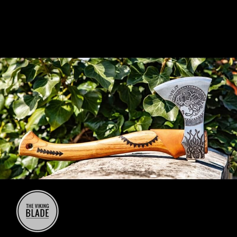 Custom Handmade Tree Of Life Viking Axe With Leather Sheath |The Viking Blade|