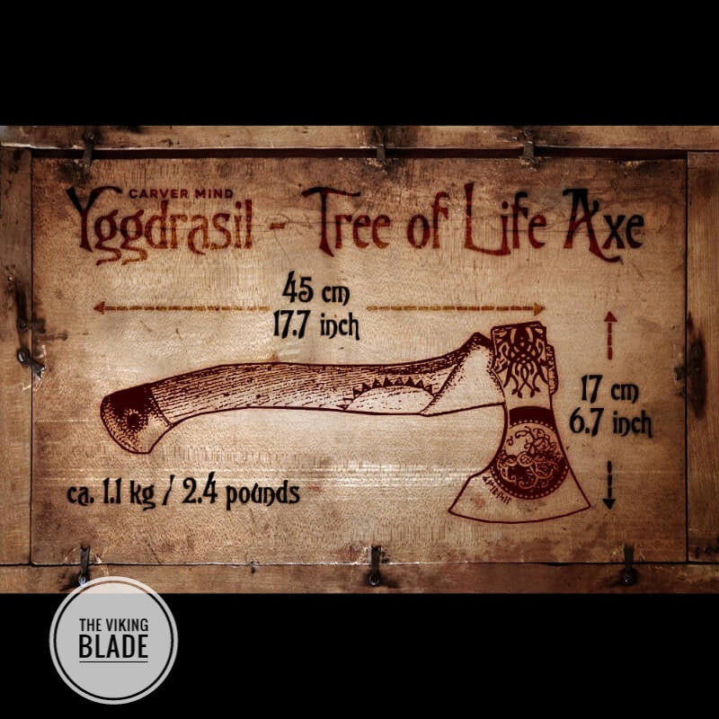 Custom Handmade Tree Of Life Viking Axe With Leather Sheath |The Viking Blade|