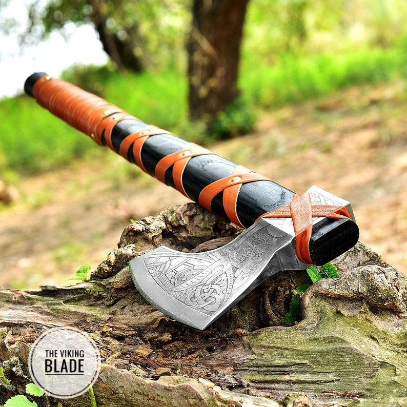 CUSTOM HANDMADE FORGED High Carbon STEEL Tomahawk hatchet AXE Comes With Genuine
Leather sheath |The Viking Blade|