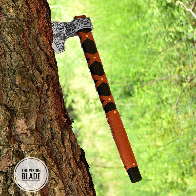 CUSTOM HANDMADE FORGED High Carbon STEEL Tomahawk hatchet AXE Comes With Genuine
Leather sheath |The Viking Blade|