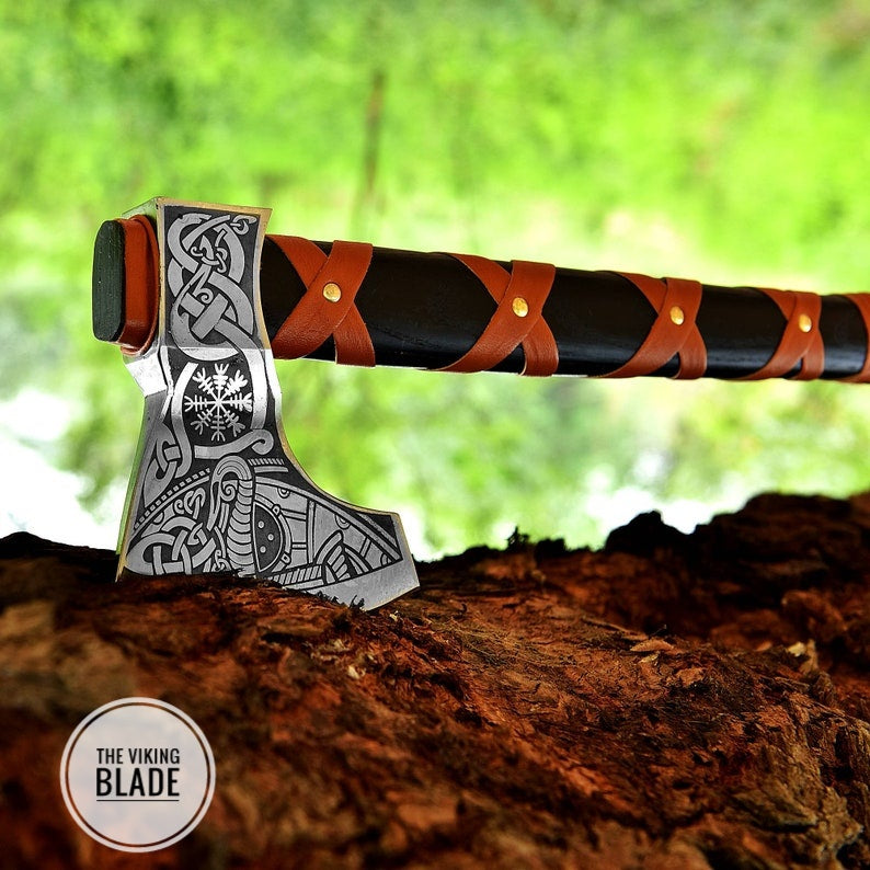 CUSTOM HANDMADE FORGED High Carbon STEEL Tomahawk hatchet AXE Comes With Genuine
Leather sheath |The Viking Blade|