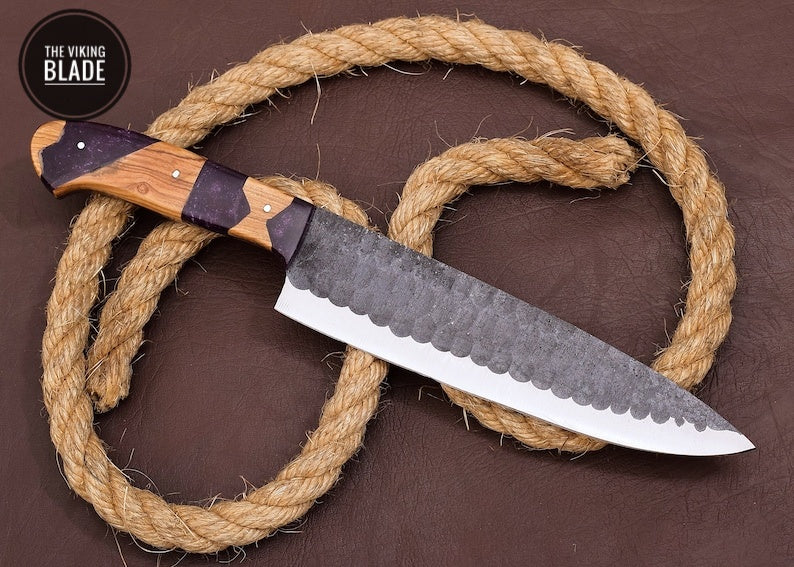 Santokuu Japanese High carbon Steel Custom Handmade Chef Cooking Café Bar Knife Christmas Gift For Him Hand forged Chef Knife with Sheath