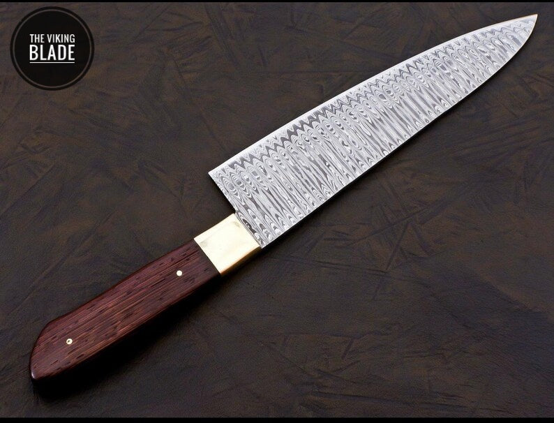 Handmade Damascus Chef Knife Hand Forged Japanese Gyuto Kitchen Knife With Leather Roll Kit