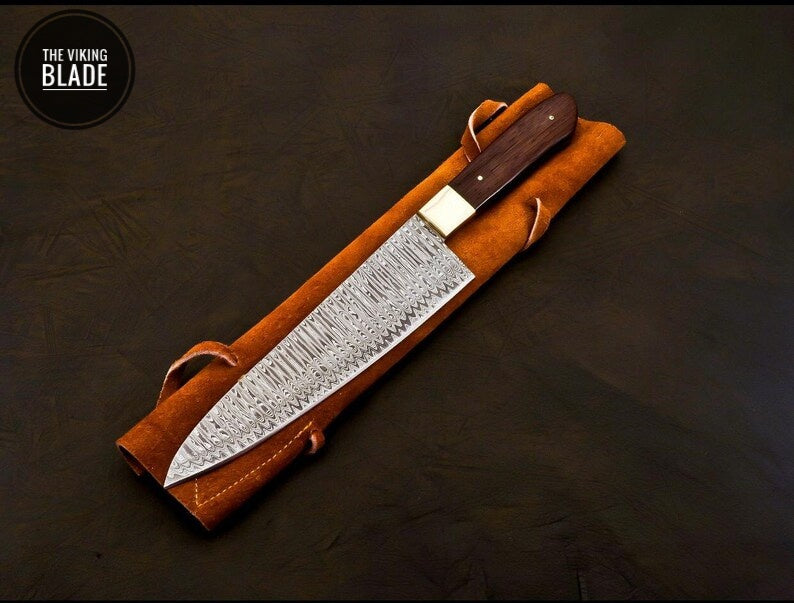 Handmade Damascus Chef Knife Hand Forged Japanese Gyuto Kitchen Knife With Leather Roll Kit
