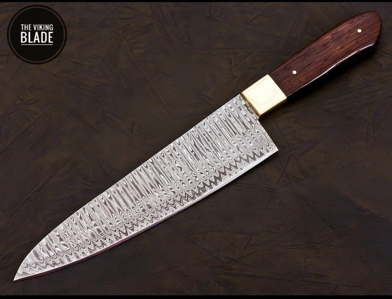 Handmade Damascus Chef Knife Hand Forged Japanese Gyuto Kitchen Knife With Leather Roll Kit