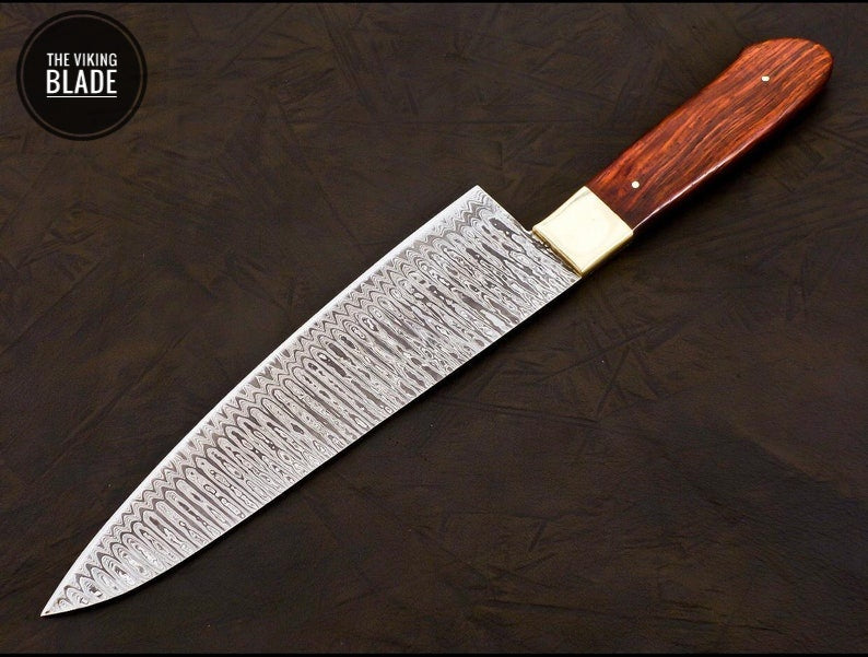 Handmade Damascus Chef Knife Hand Forged Japanese Gyuto Kitchen Knife With Leather Roll Kit