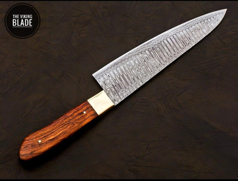 Handmade Damascus Chef Knife Hand Forged Japanese Gyuto Kitchen Knife With Leather Roll Kit