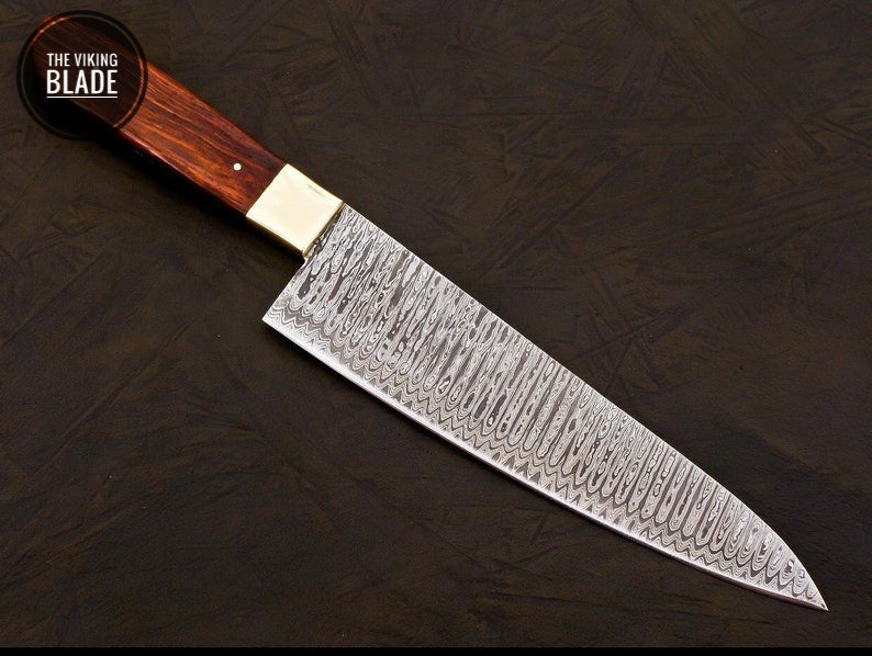 Handmade Damascus Chef Knife Hand Forged Japanese Gyuto Kitchen Knife With Leather Roll Kit