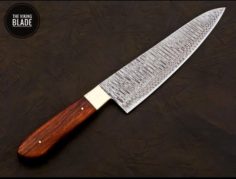 Handmade Damascus Chef Knife Hand Forged Japanese Gyuto Kitchen Knife With Leather Roll Kit