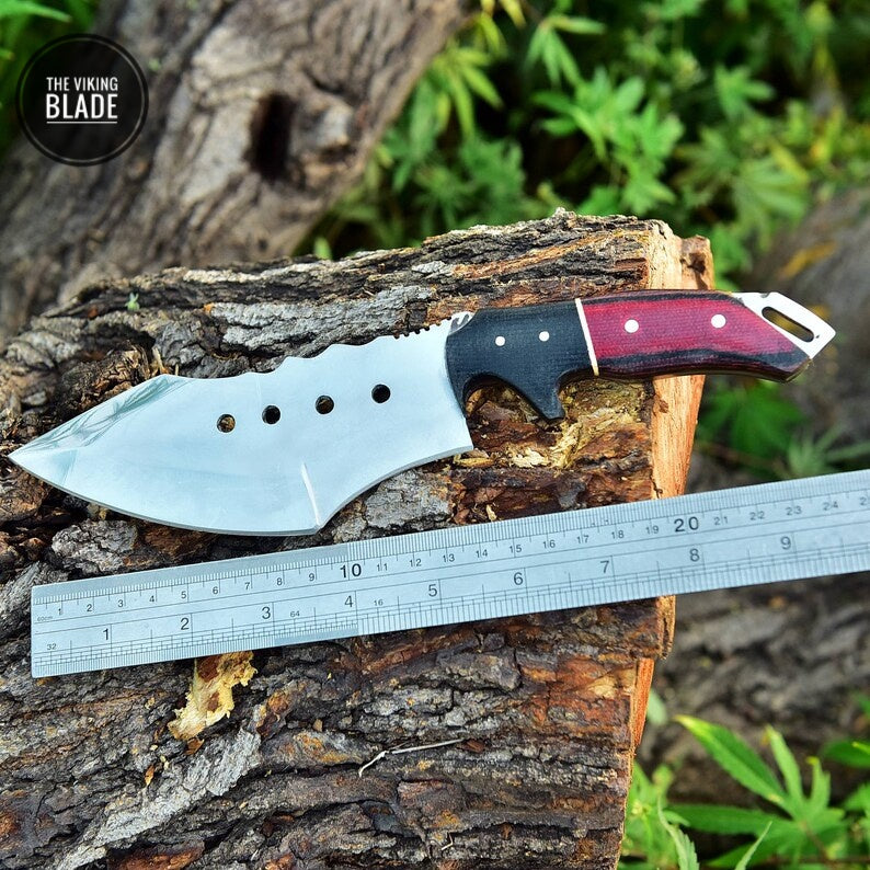 Handmade D2 Steel Tracker SKINNING Hunting CAMPING SURVIVAL Full Tang Comes with Genuine Leather Sheath