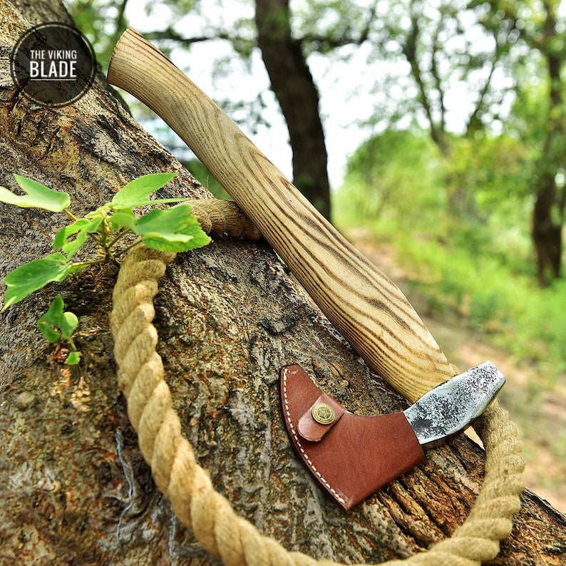 CUSTOM HANDMADE FORGED High Carbon STEEL Tomahawk hatchet AXE Comes With Genuine
Leather sheath