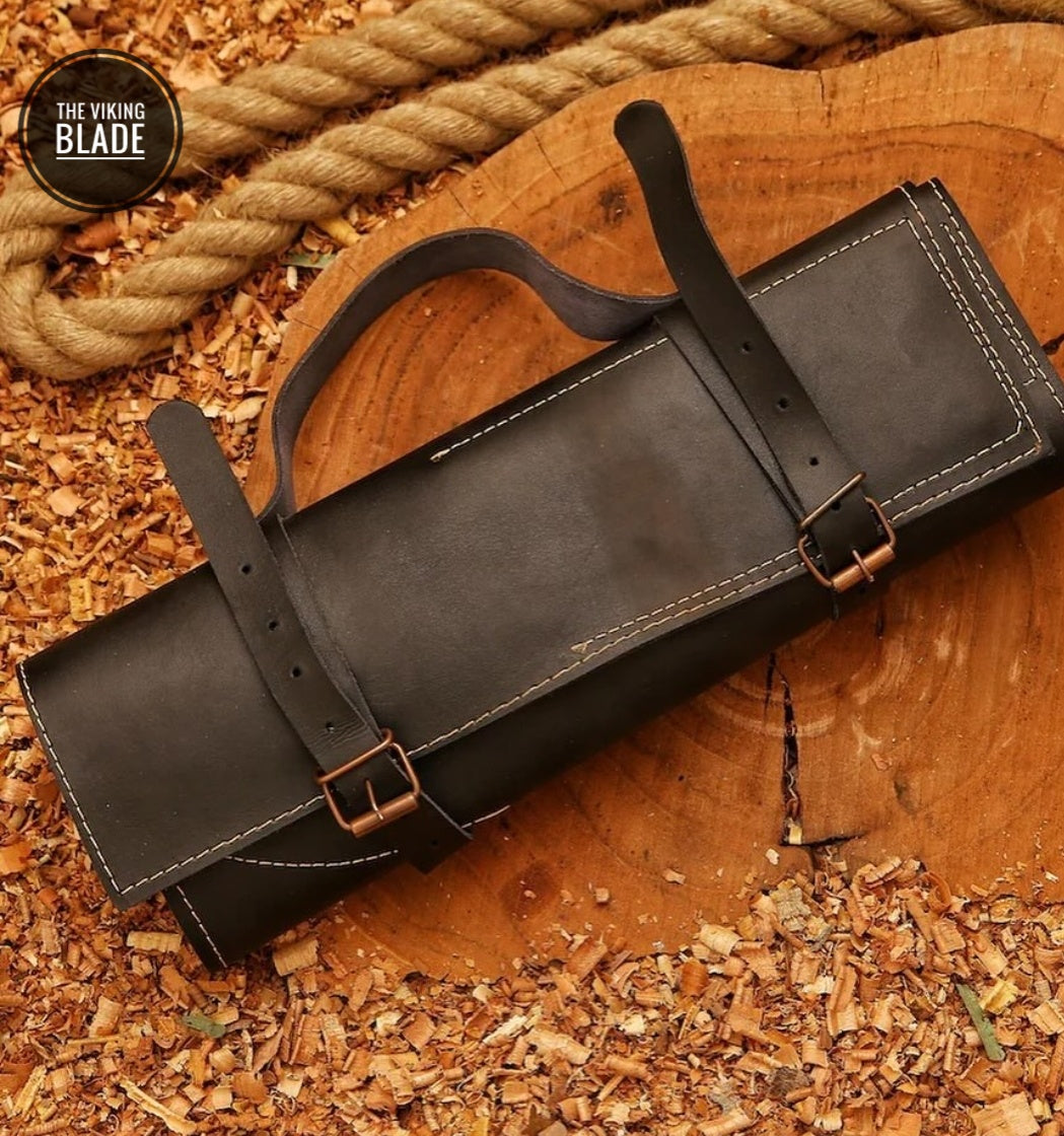 Hand Forged Chef Knifes Set With Leather Roll Kit