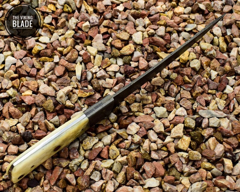 Beautiful Damascus Steel Handmade Fillet Knife, Chef Knife with Camel Bone Handle