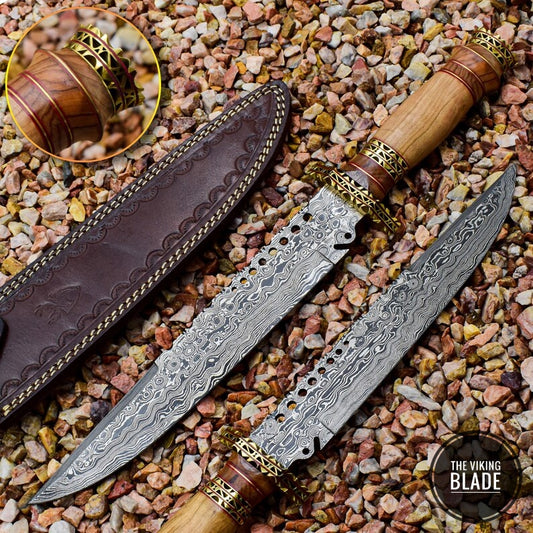 Quality Gift Hand Engraved Brass Embellishments Fancy Handmade Damascus Steel Hunting for beloved Father