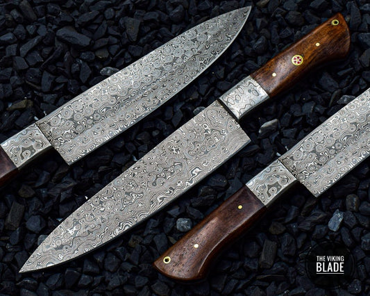 Handmade REAL Damascus Steel Kitchen Knife Rosewood handle