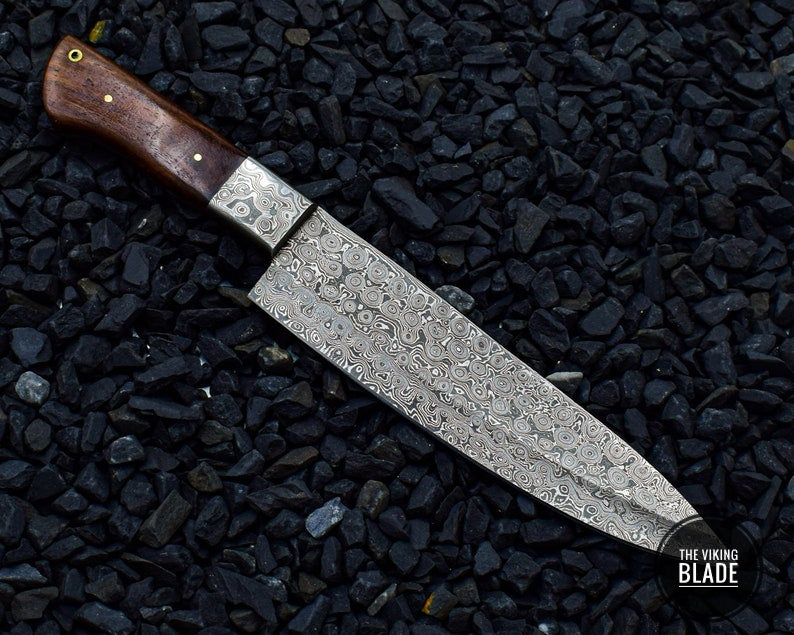 Handmade REAL Damascus Steel Kitchen Knife Rosewood handle