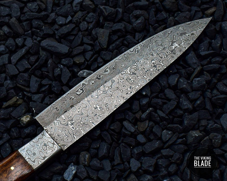 Handmade REAL Damascus Steel Kitchen Knife Rosewood handle
