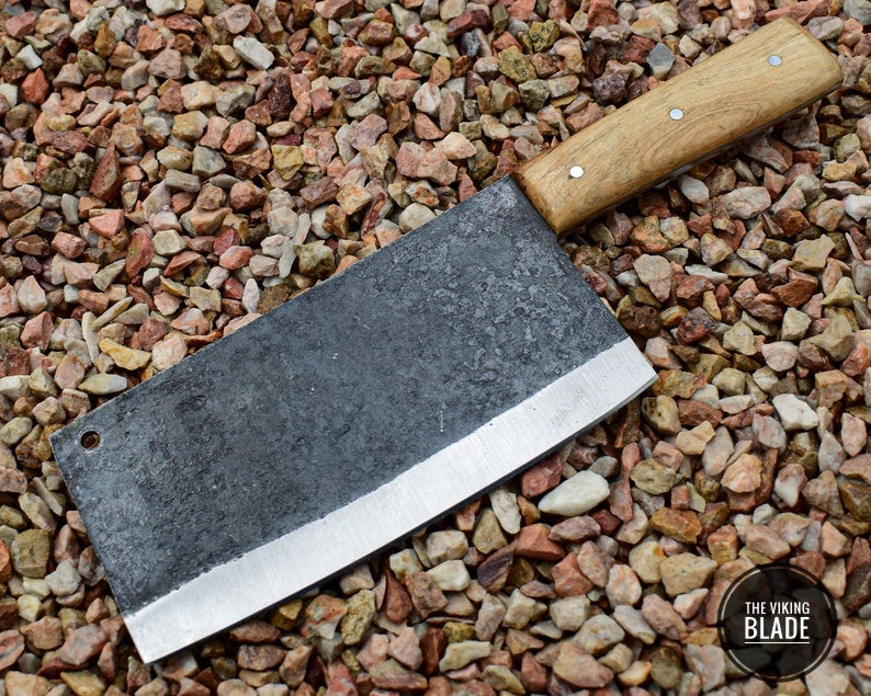 Original Hand Hammered Forged Kitchen Knife Cleaver - Serbian knife unique design High performance Free Leather sheath included