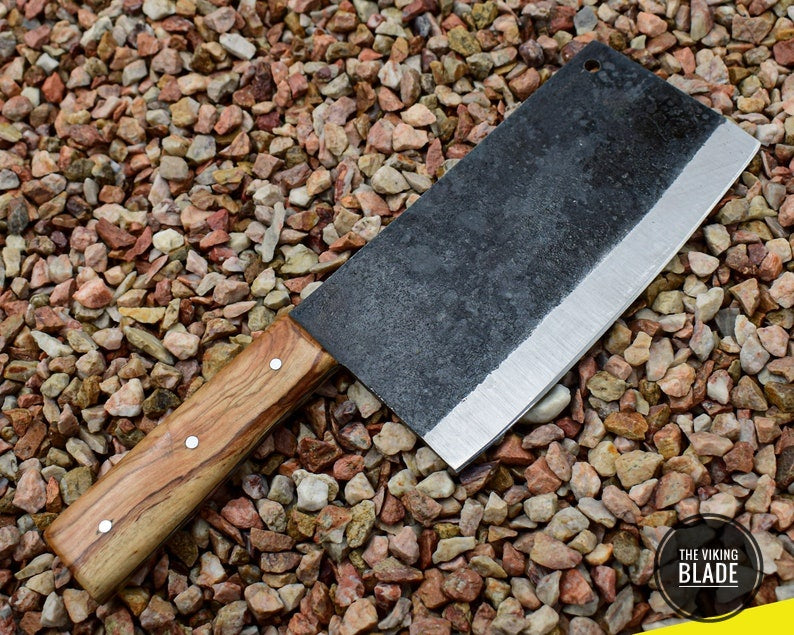 Original Hand Hammered Forged Kitchen Knife Cleaver - Serbian knife unique design High performance Free Leather sheath included