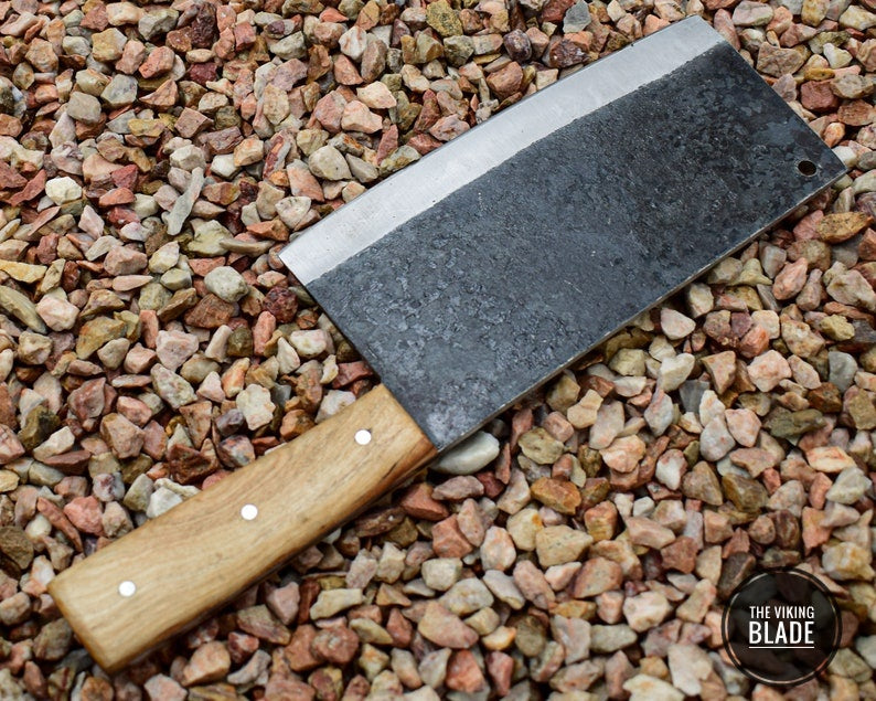 Original Hand Hammered Forged Kitchen Knife Cleaver - Serbian knife unique design High performance Free Leather sheath included