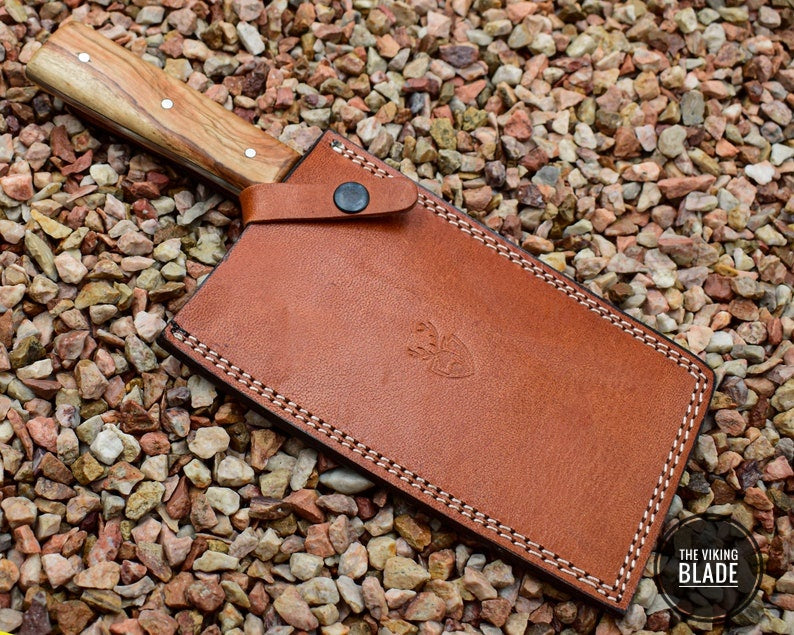 Original Hand Hammered Forged Kitchen Knife Cleaver - Serbian knife unique design High performance Free Leather sheath included