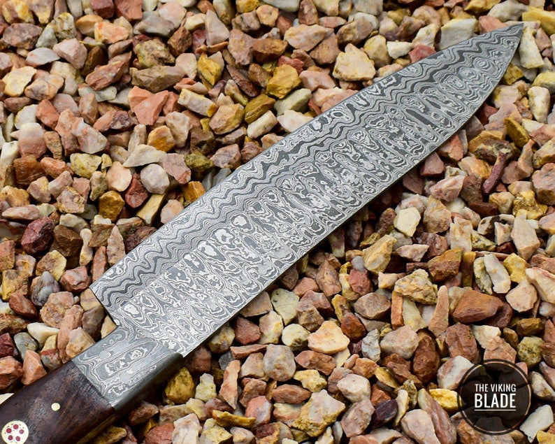 Full Tang Hand forged REAL Damascus Steel Kitchen Knife Rosewood handle