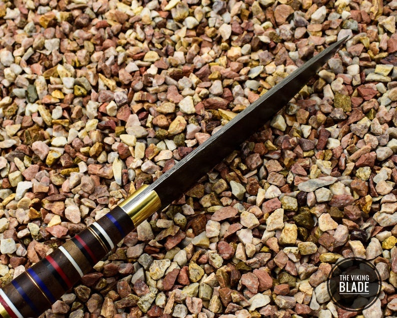 Damascus Steel Chef Knife Beautiful Rose Wood & Resin Handle