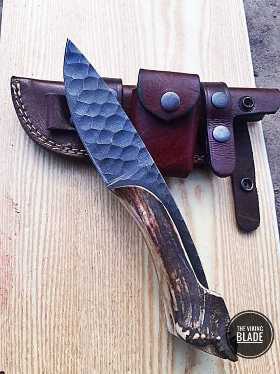 10" Inches HAND FORGED Fixed Blade 1095 High Carbon Steel Hunting knife + Leather Sheath