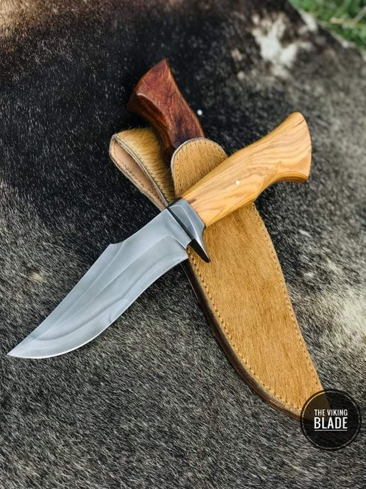 10.5" Inches HAND FORGED Full Tang 1095 High Carbon Steel Hunting Knife+ Leather sheath