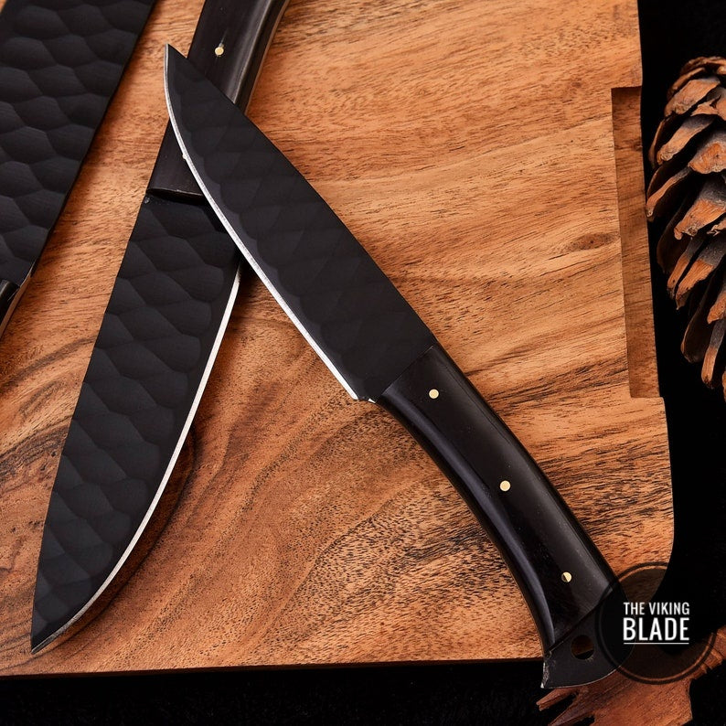 Custom Handmade D2 Steel Chef Kitchen Knives Set With Leather Roll Kit