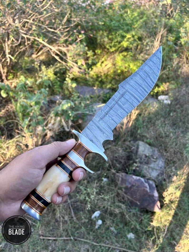 Bowie/Hand Crafted Damascus Steel Bowie Knife/Sub-hilt Fighters Bowie knife/Best CHRISTMAS Gift/Bowie Knife with Leather sheath
