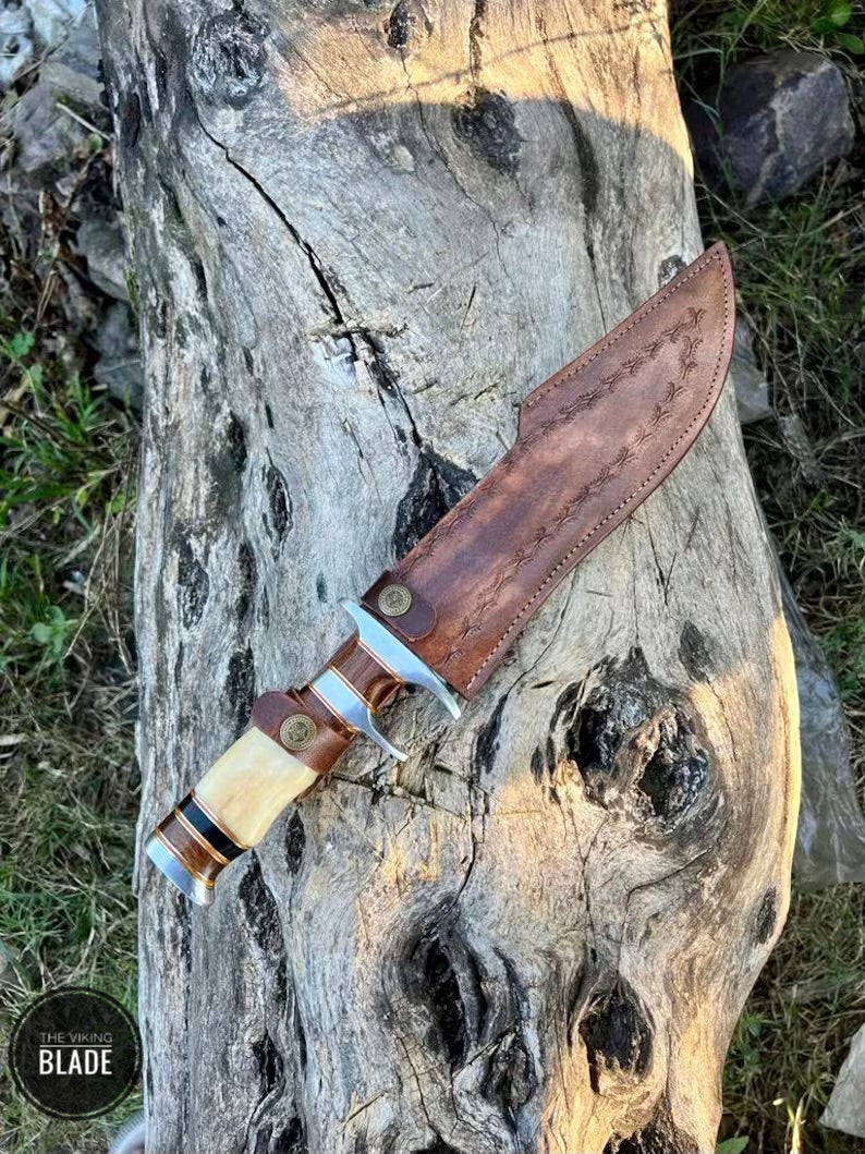 Bowie/Hand Crafted Damascus Steel Bowie Knife/Sub-hilt Fighters Bowie knife/Best CHRISTMAS Gift/Bowie Knife with Leather sheath