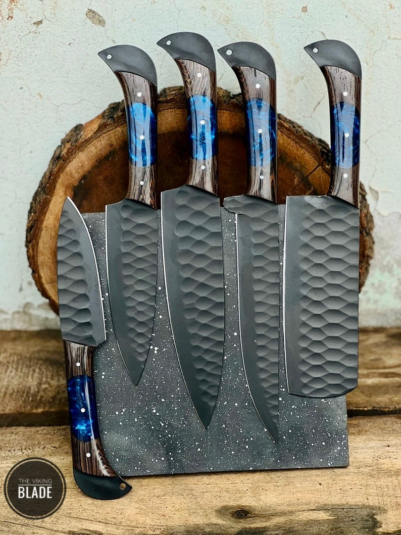 Set of 5 Custom Handmade Stainless Steel Chef