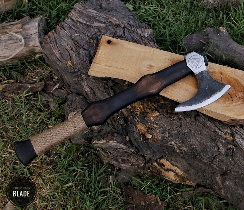 Custom Handmade Viking Axe With Leather Sheath