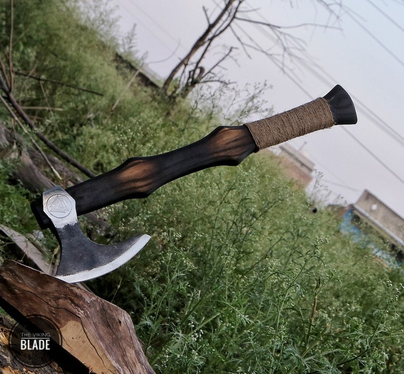 Custom Handmade Viking Axe With Leather Sheath