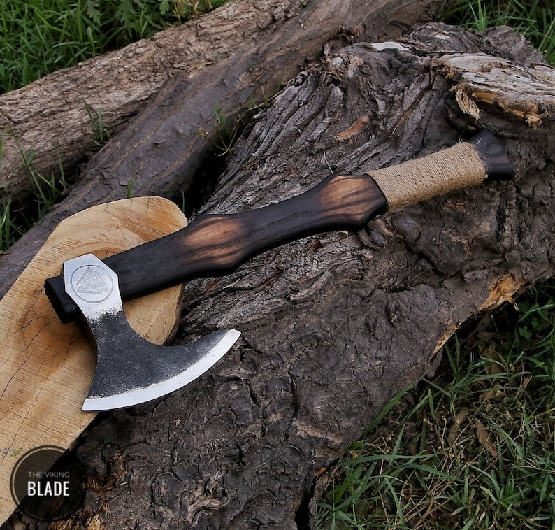 Custom Handmade Viking Axe With Leather Sheath