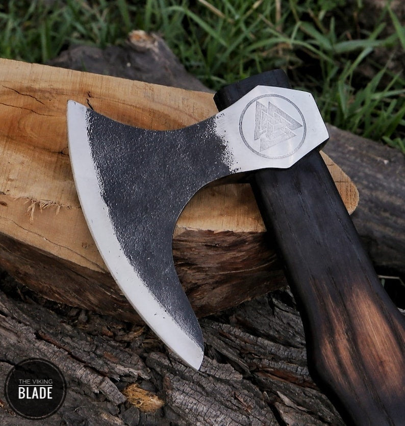 Custom Handmade Viking Axe With Leather Sheath